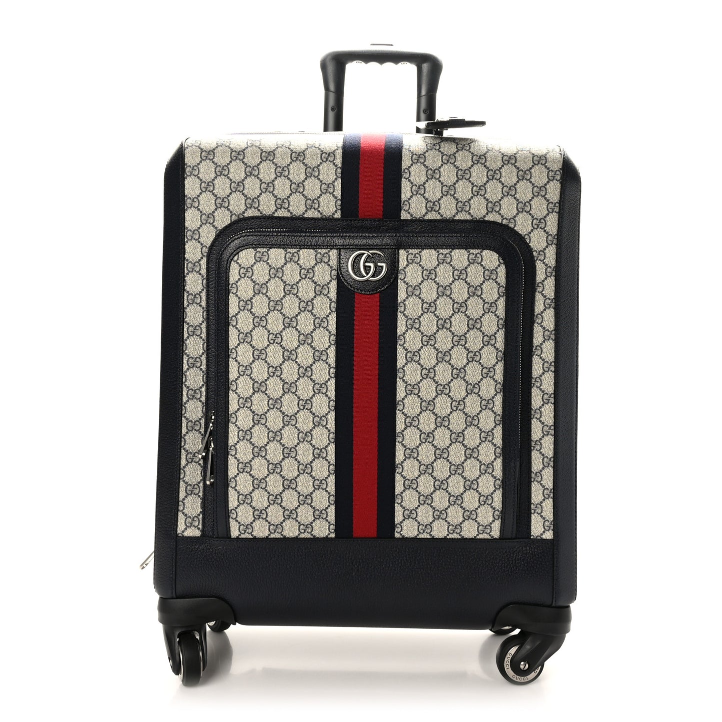 GG Supreme Monogram Textured Dollar Calfskin Web Savoy Cabin Plus Trolley Beige Blue