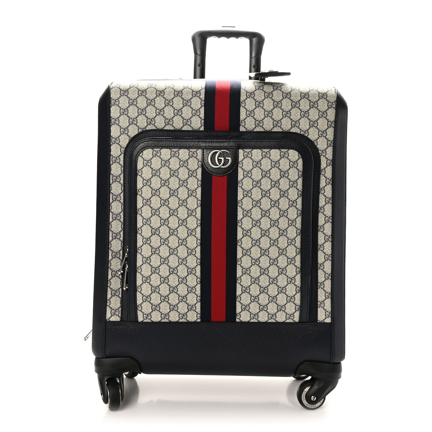 Gucci GG Supreme Monogram Textured Dollar Calfskin Web Savoy Cabin Plus Trolley Beige Blue 1 of 9