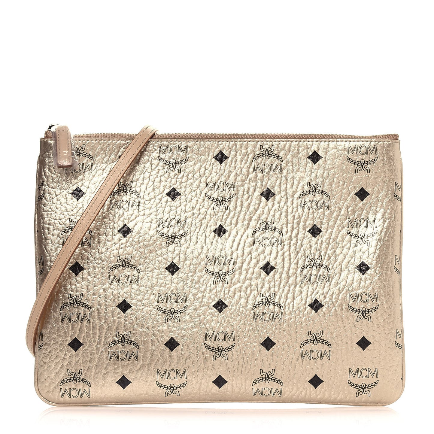 Metallic Visetos Medium Crossbody Pouch Berline Gold