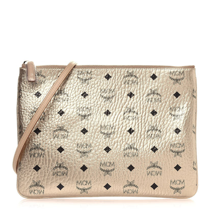 MCM Metallic Visetos Medium Crossbody Pouch Berline Gold 1 of 13