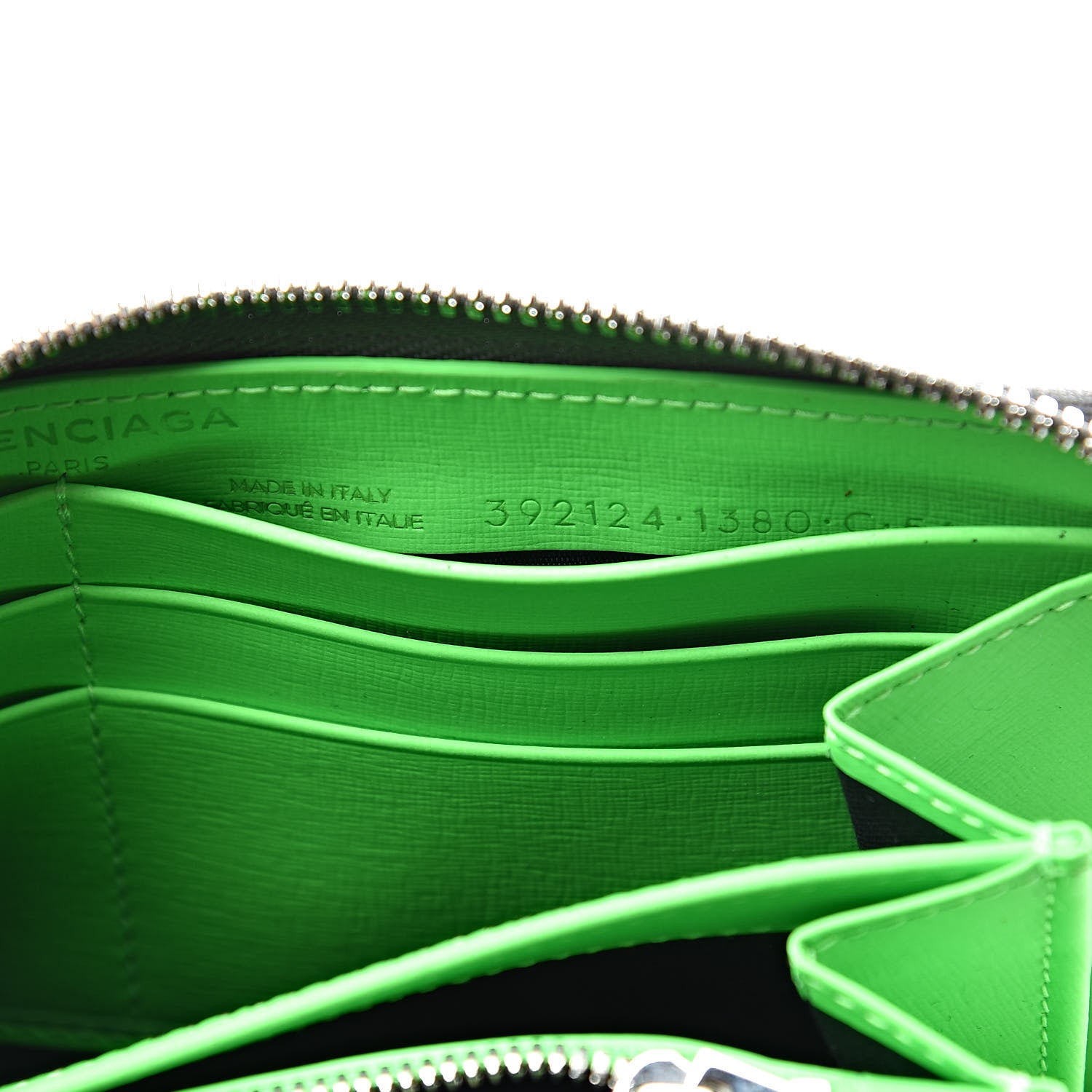 Balenciaga Striped Calfskin Essential Continental Zip Around Wallet Grey Green 7 of 8