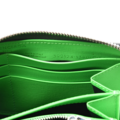 Balenciaga Striped Calfskin Essential Continental Zip Around Wallet Grey Green 7 of 8