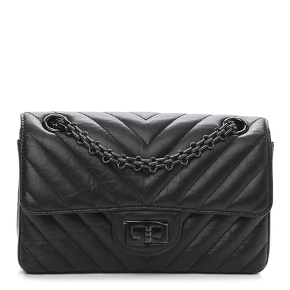 Chanel Aged Calfskin Chevron Quilted 2.55 Reissue Mini Flap So Black 1 of 10