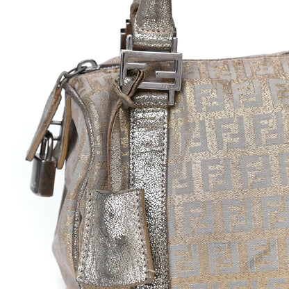 Fendi Metallic Jacquard Zucchino Mini Forever Boston Gold Silver 38 of 41