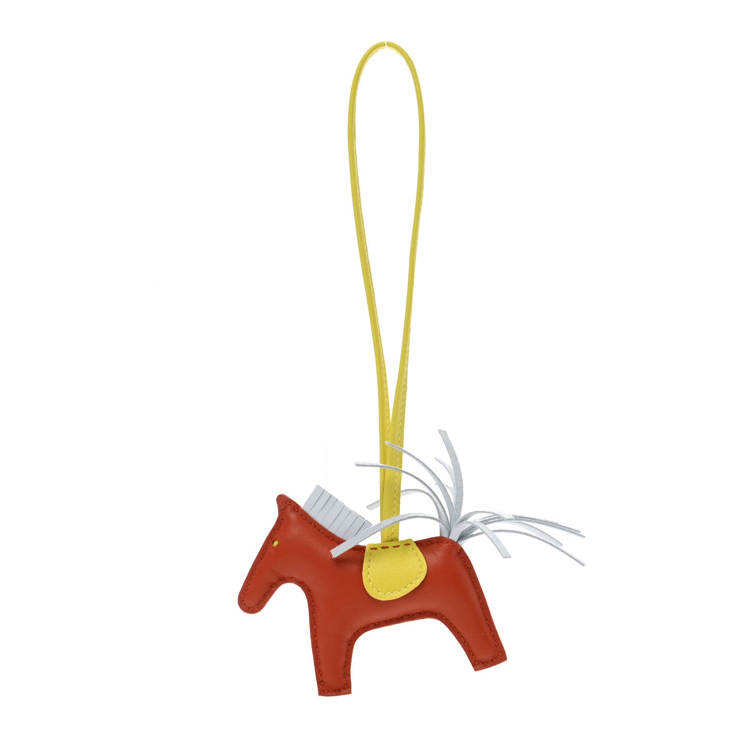Hermes Milo Lambskin Grigri Rodeo Horse Bag Charm PM Cornaline Bleu Brume Lime 1 of 4