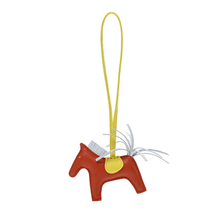 Hermes Milo Lambskin Grigri Rodeo Horse Bag Charm PM Cornaline Bleu Brume Lime 1 of 4