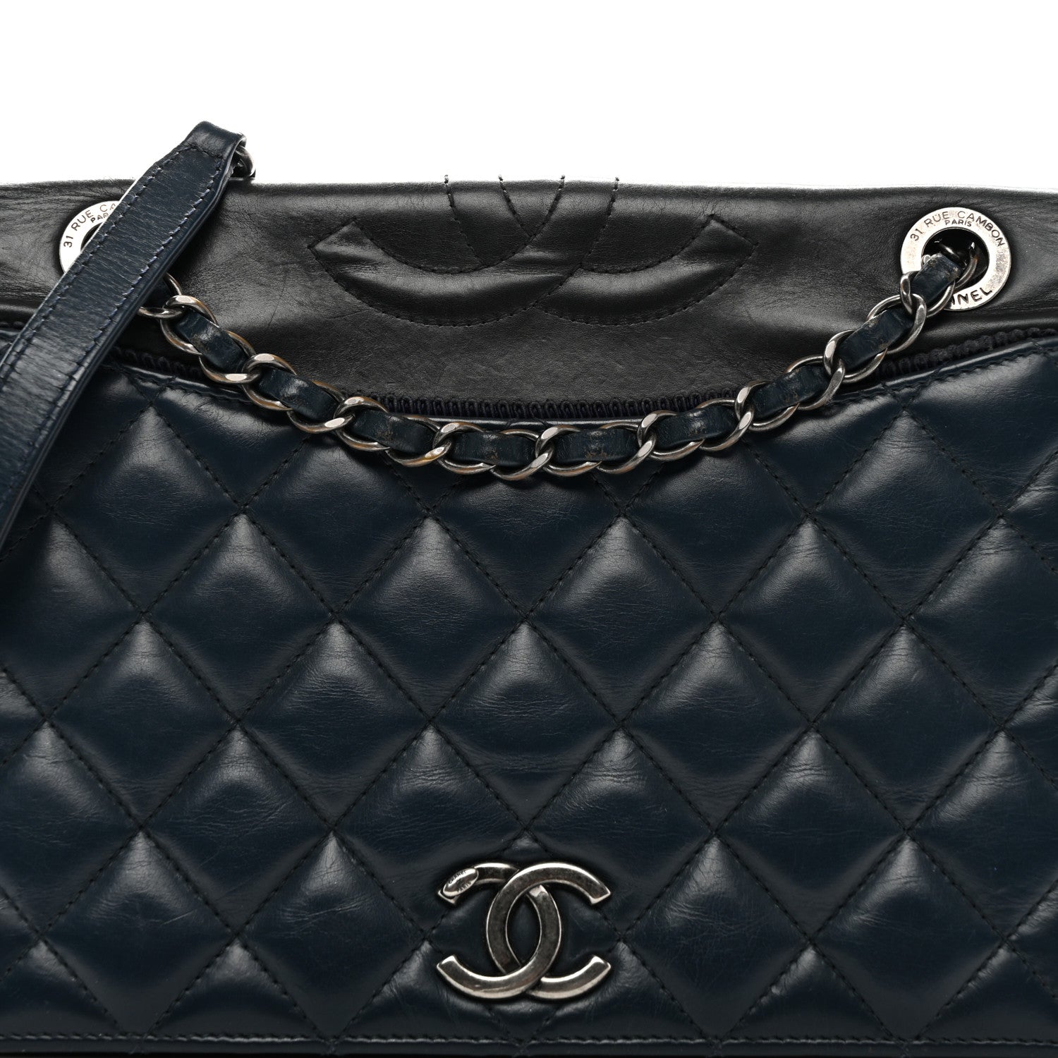 Chanel Calfskin Quilted Ballerine Flap Black Blue 8 of 13