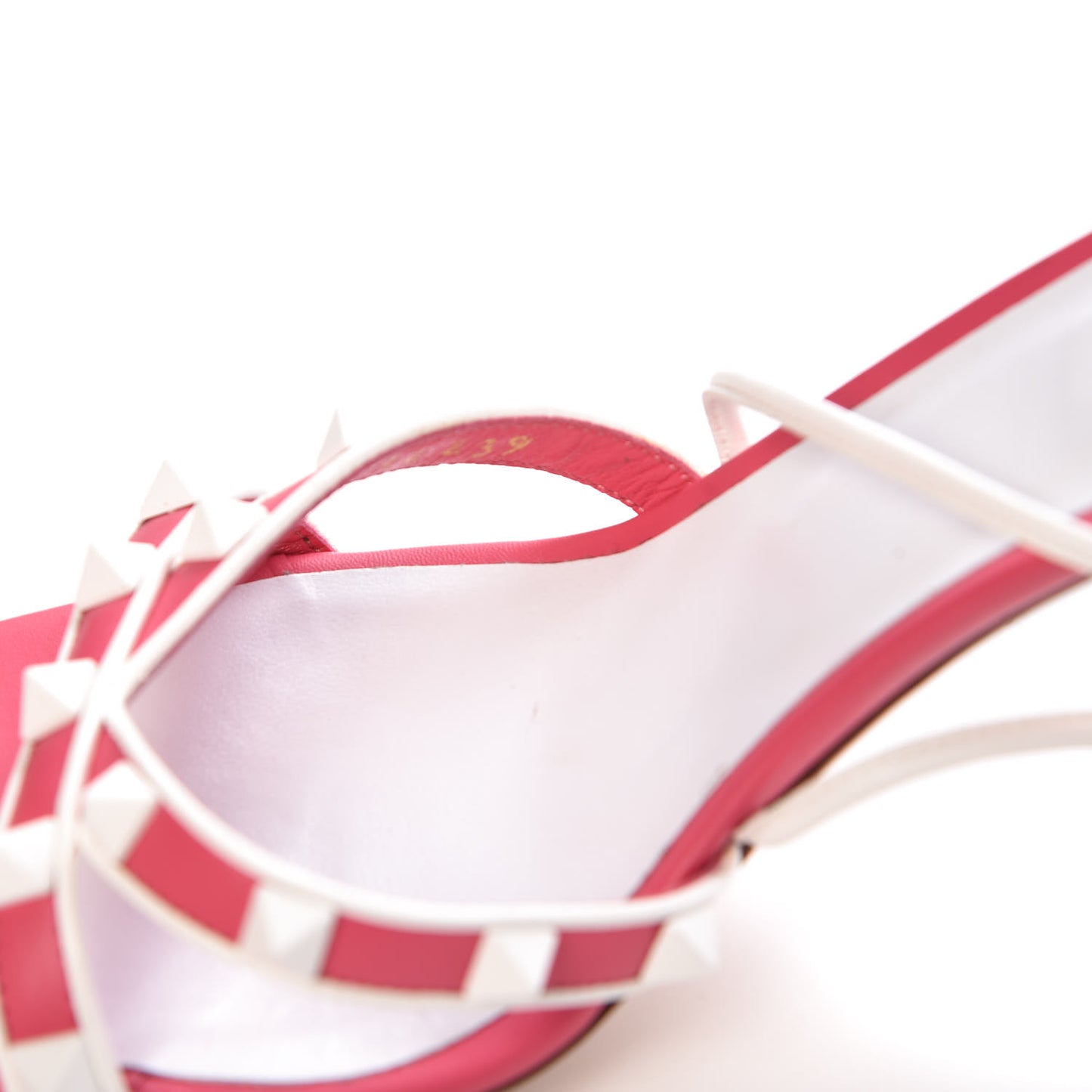 Calfskin Free Rockstud Crisscross Slingback 85mm Sandals 39 Shadow Pink Optic White
