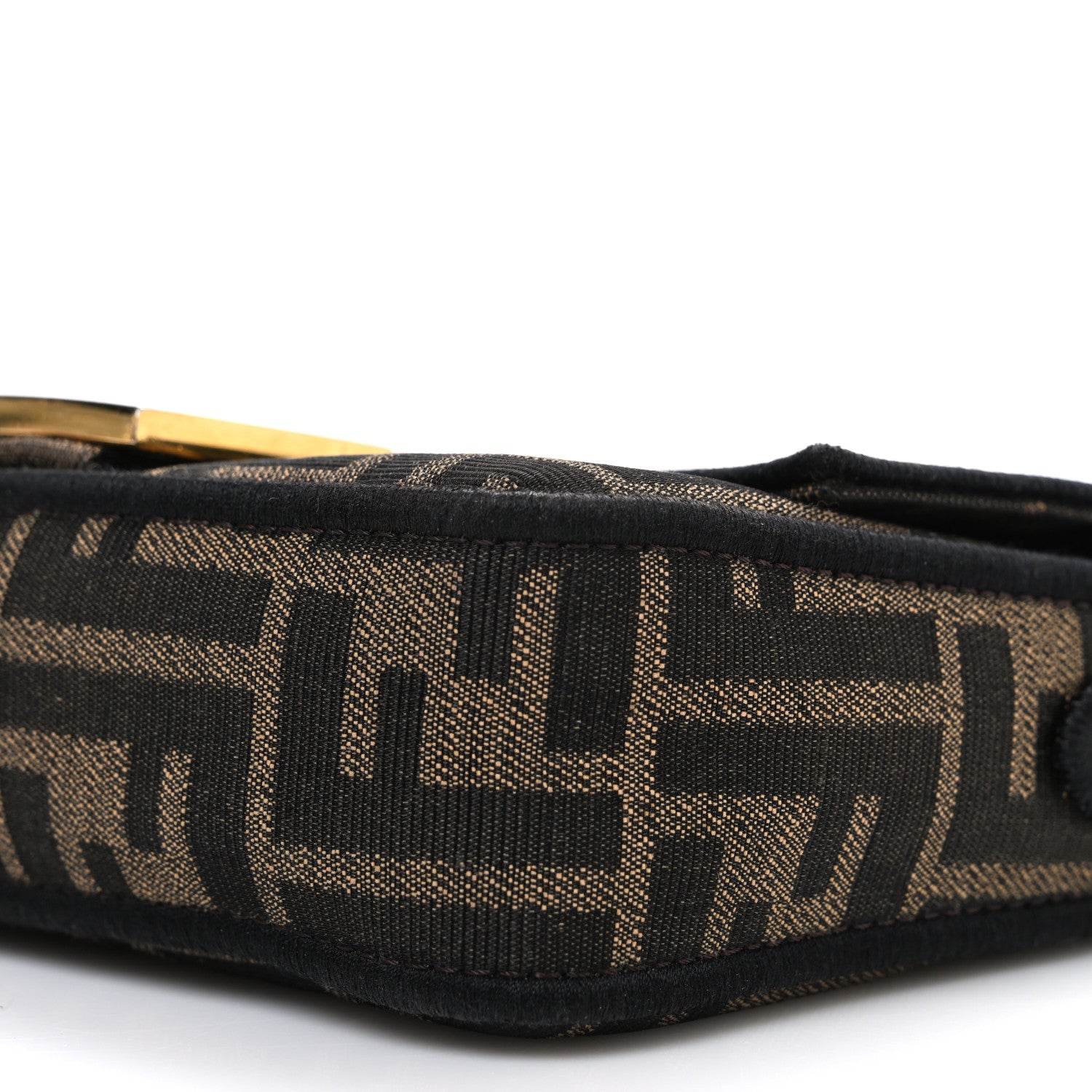 Fendi Fabric Jacquard FF 1974 Mini Baguette Tobacco Moro Black 10 of 12