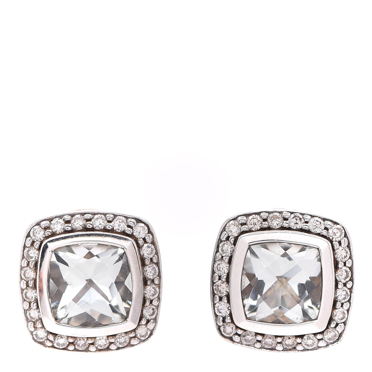 Sterling Silver Diamond Prasiolite 7mm Petite Albion Earrings