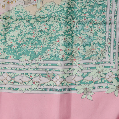Hermes Silk Le Fleuve SacrÃ© Scarf 90 Rose/Vert N 4 of 5