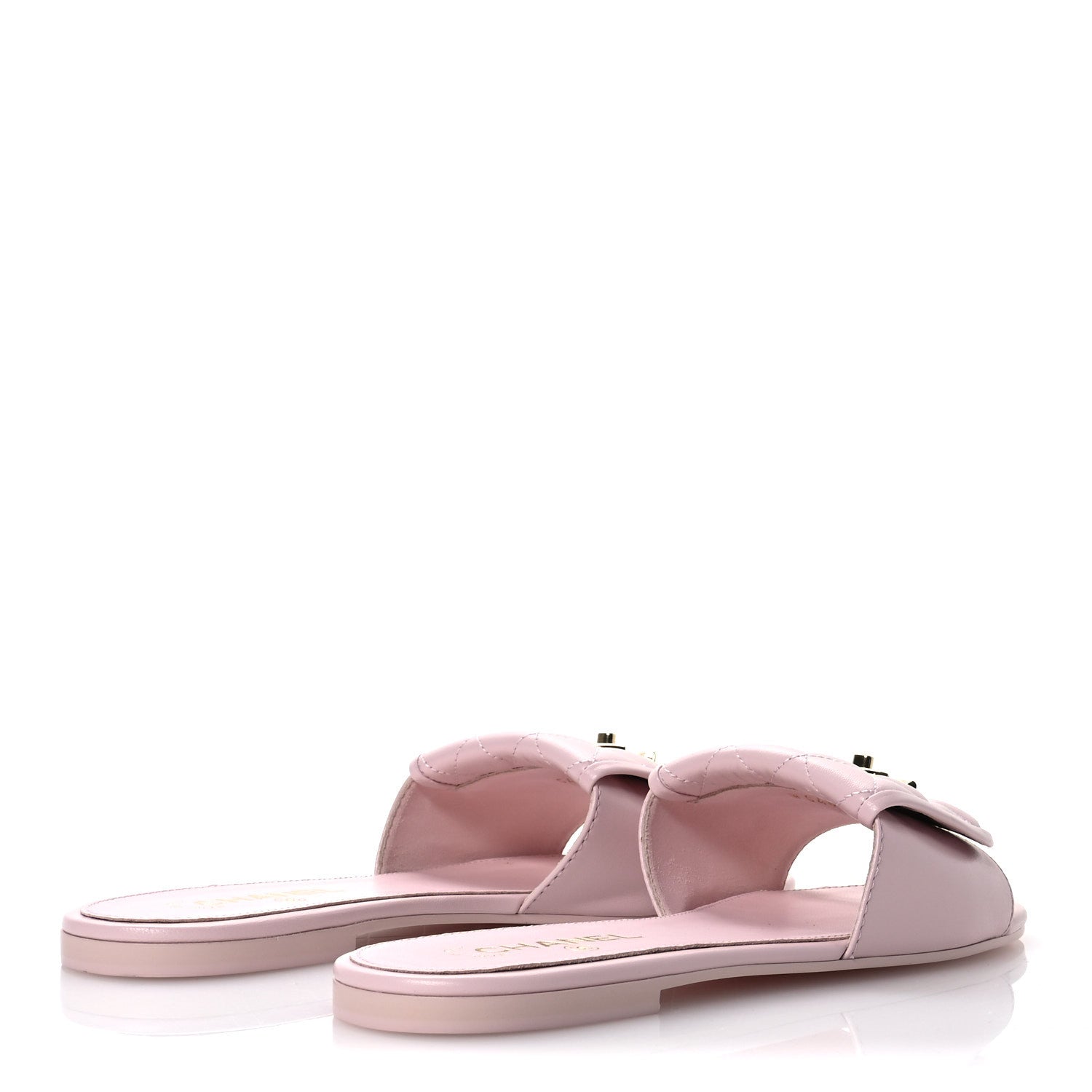 Chanel Lambskin Quilted Turnlock Flat Mules 41 Light Pink 5 of 9