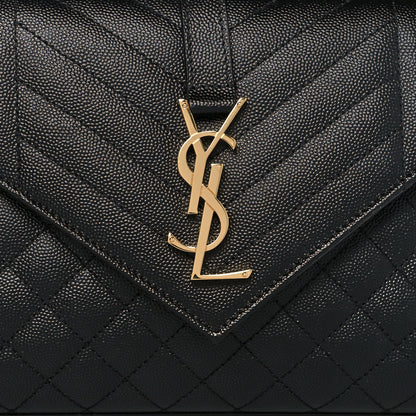 Saint Laurent Grain De Poudre Textured Mixed Matelasse Triquilt Medium Monogram Satchel Black 9 of 11