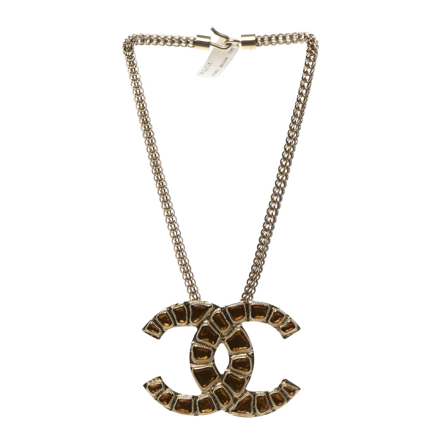 Chanel Resin Along The Nile Large CC Pendant Choker Gold Orange 3 of 6