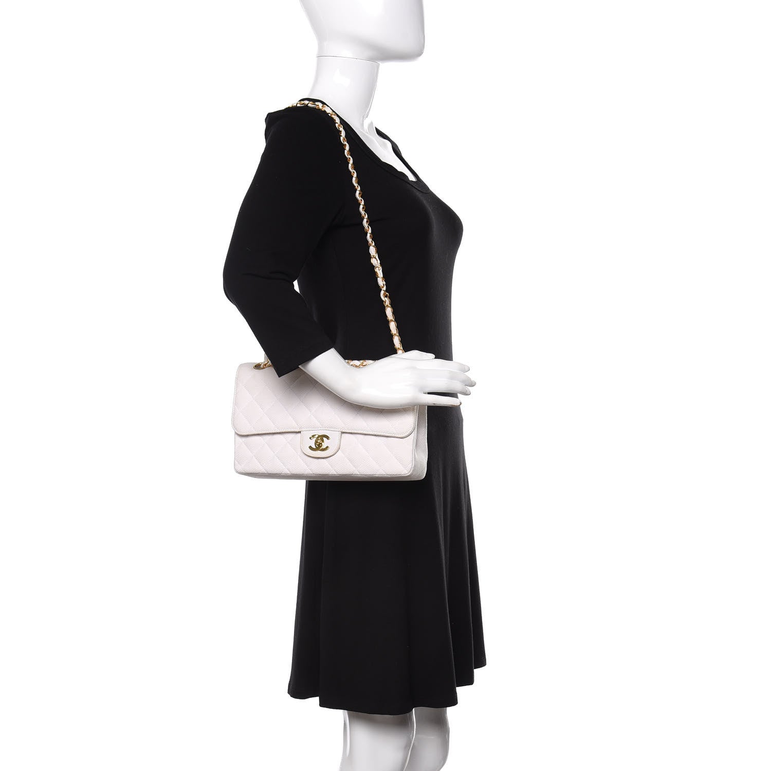 Chanel Neoprene Quilted Medium Double Flap White 2 of 14