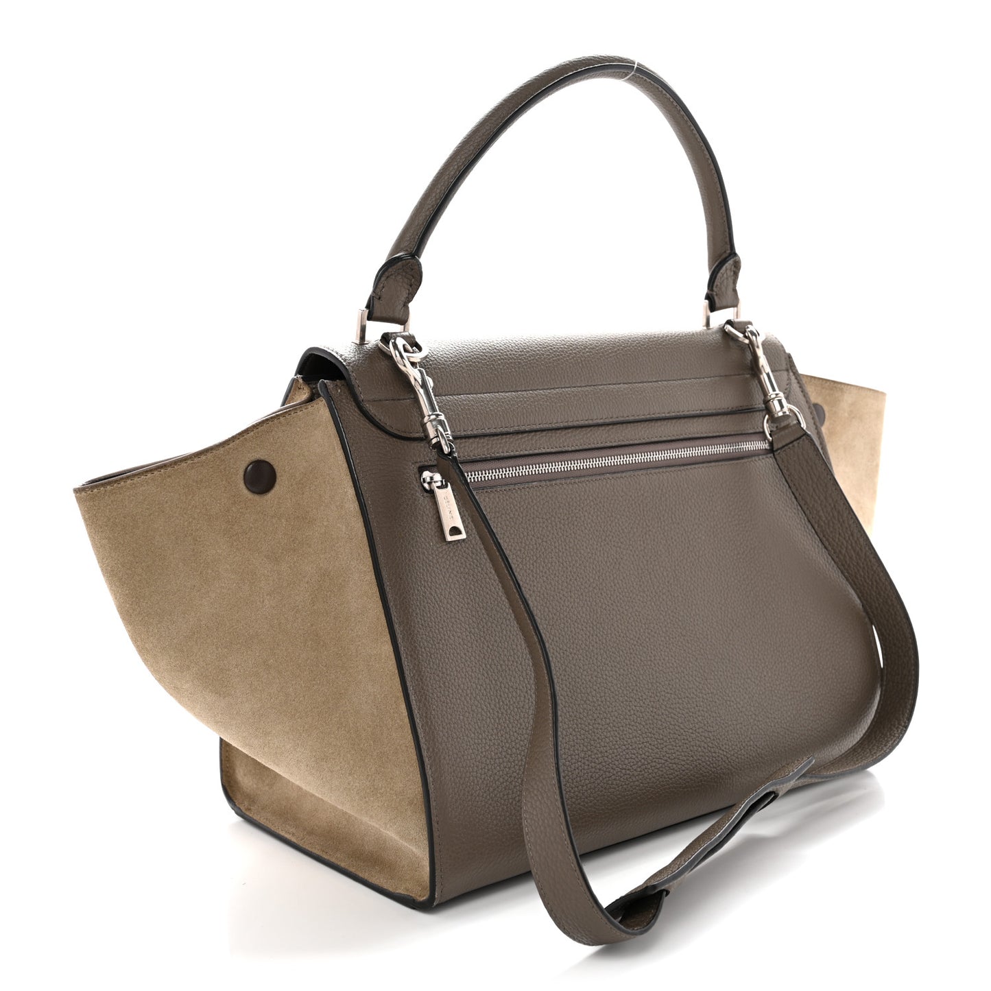 Drummed Calfskin Suede Large Trapeze Souris