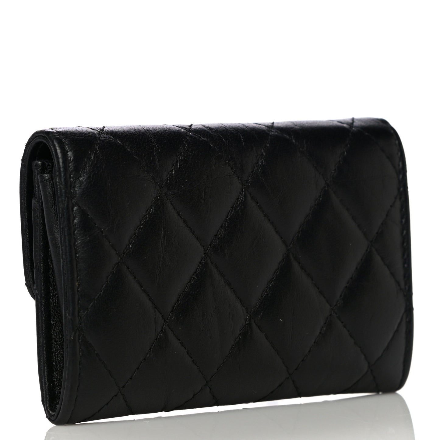 Aged Calfskin Quilted Reissue Flap Card Holder So Black