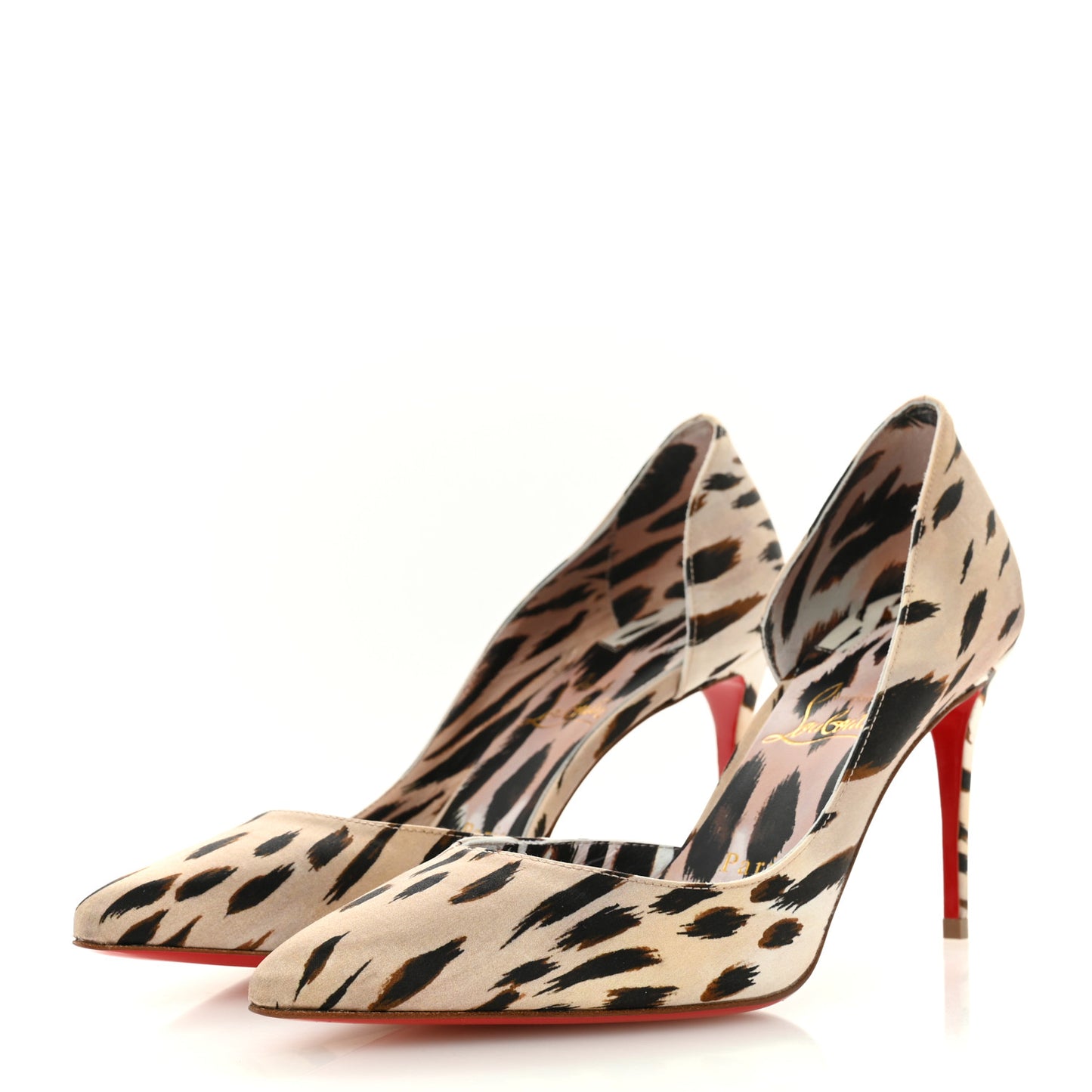 Crepe Satin Leopard Print Gigi Iriza 85 Pumps 37.5 Vintage Rose