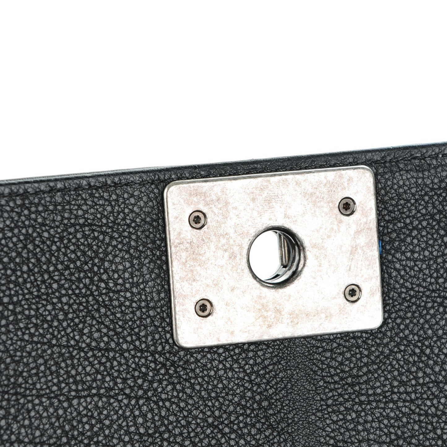 Calfskin Quilted Large Boy Flap Black
