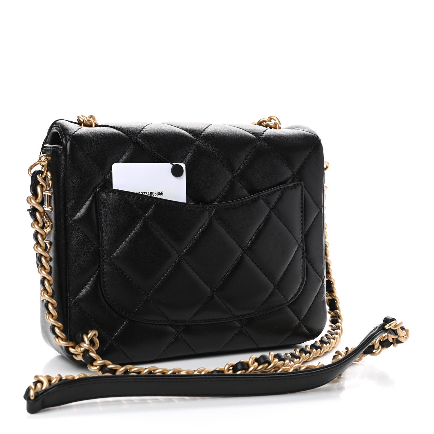 Lambskin Quilted Mini Side Note Flap Black