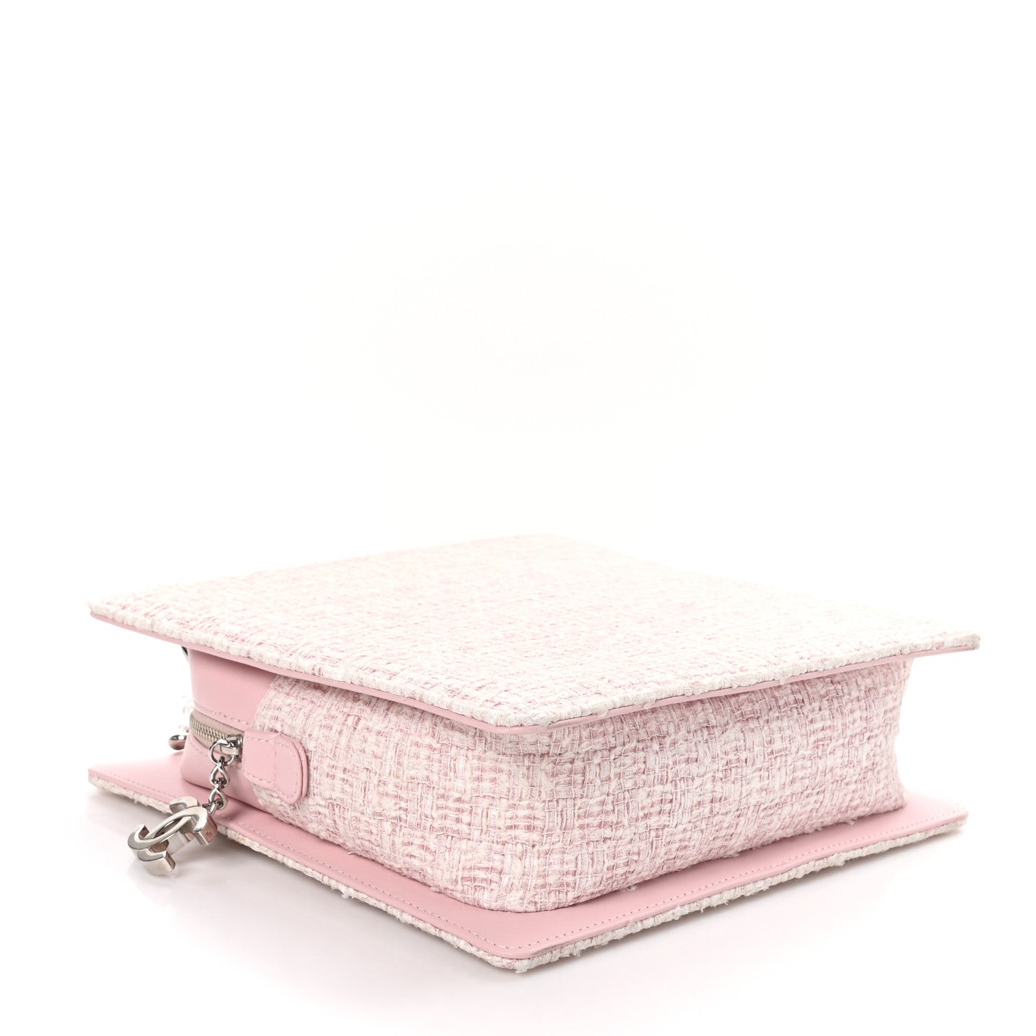 Chanel Tweed Zip Tote Pink White 4 of 10