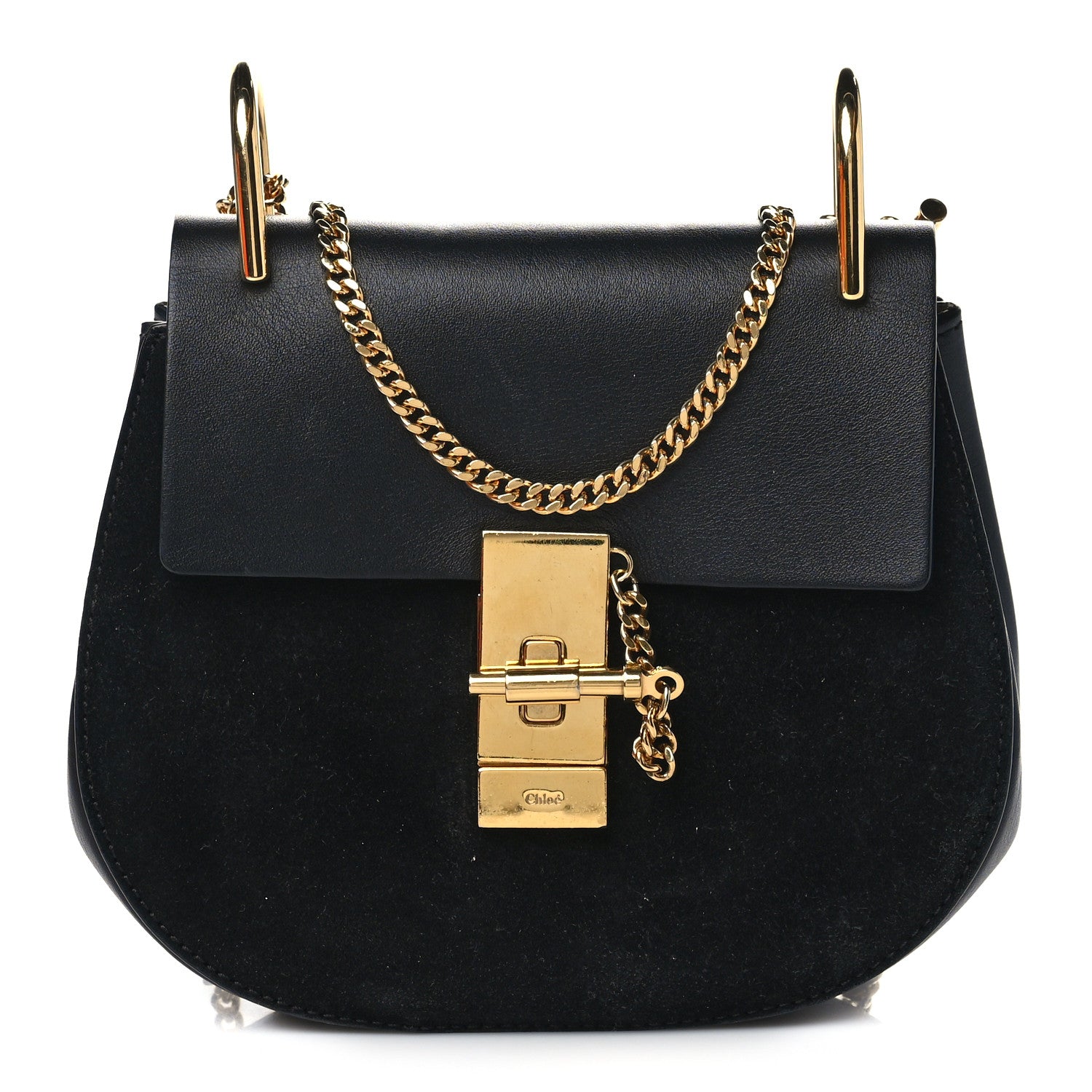 Chloe Suede Calfskin Mini Drew Shoulder Bag Black 1 of 10