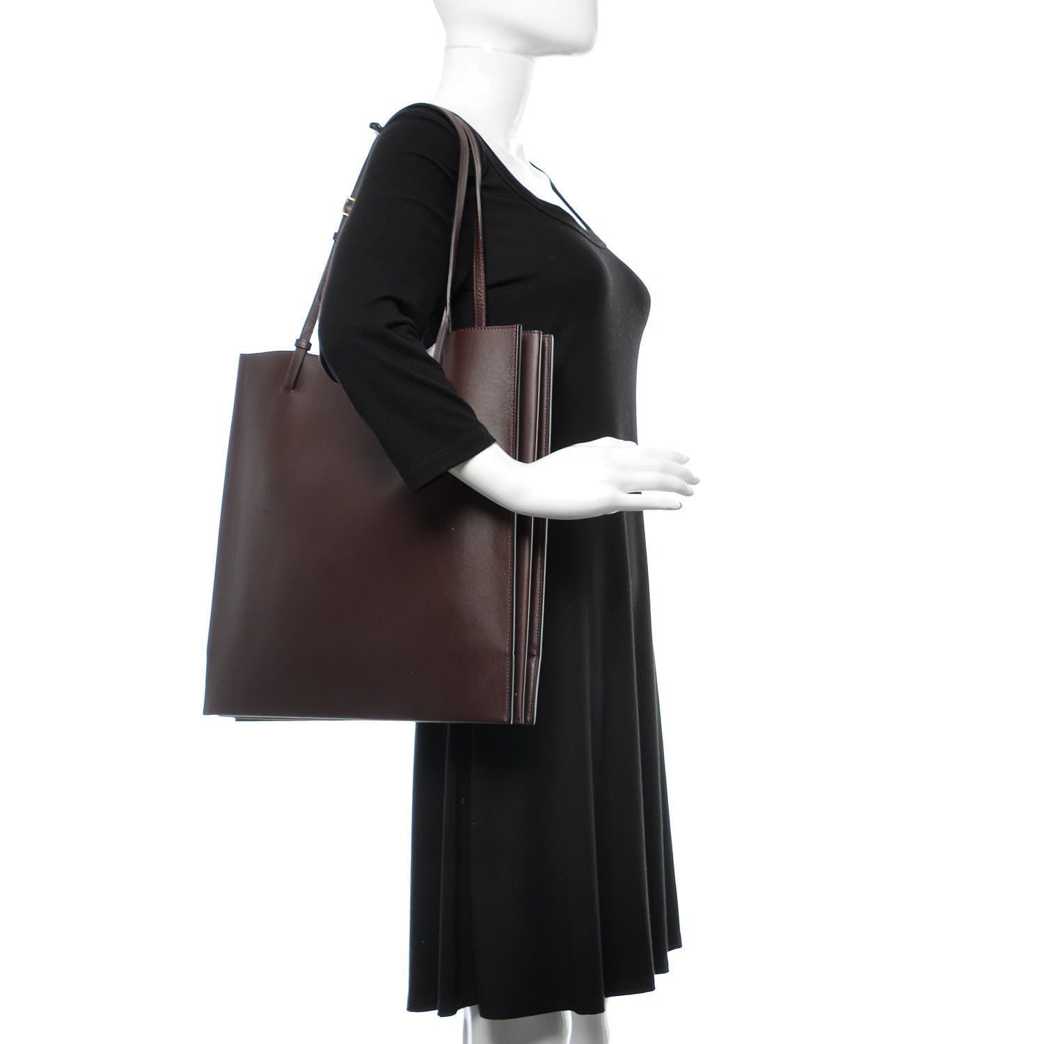 Celine Smooth Calfskin Triple Shopper Tote Burgundy 2 of 10