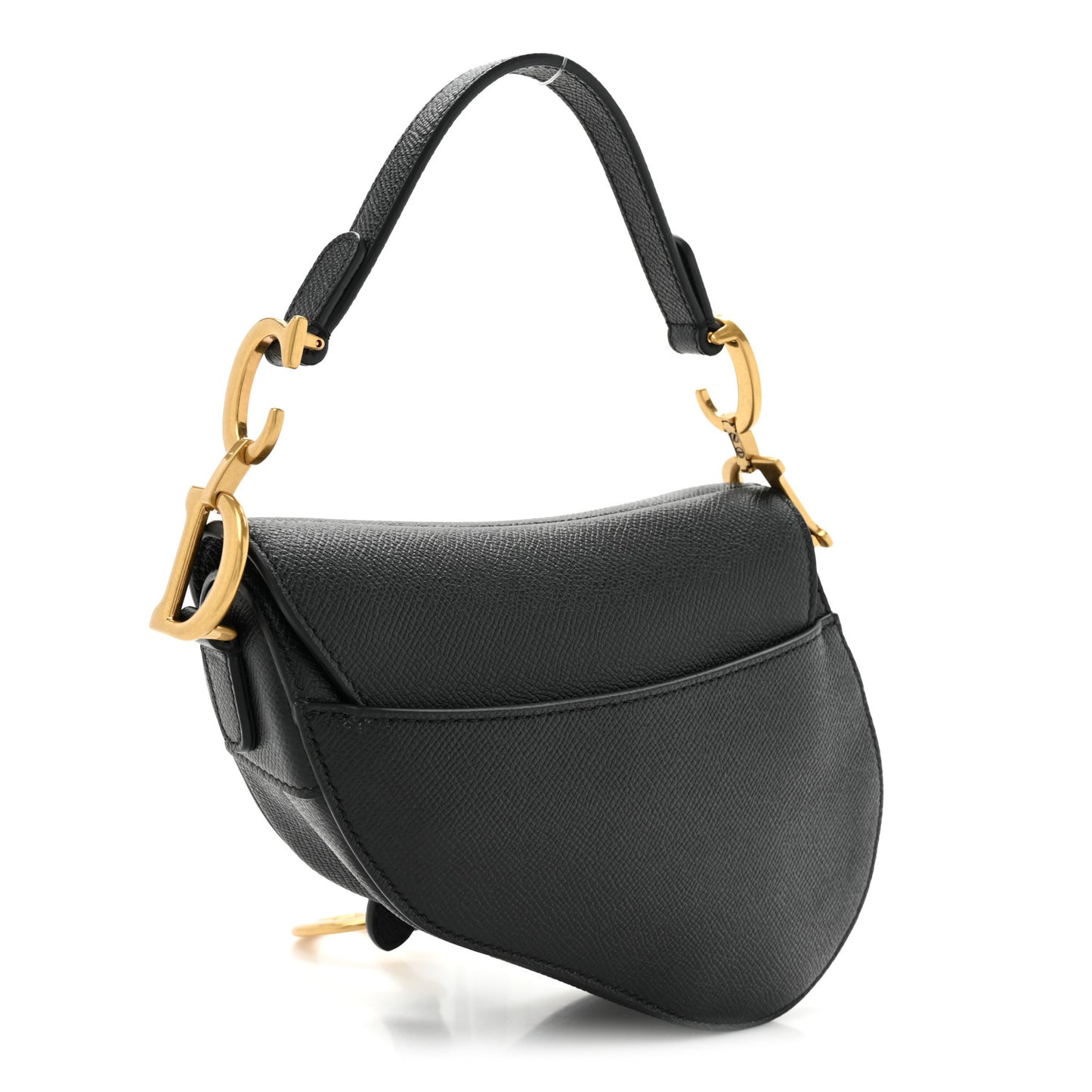 Grained Calfskin Mini Saddle Bag Black