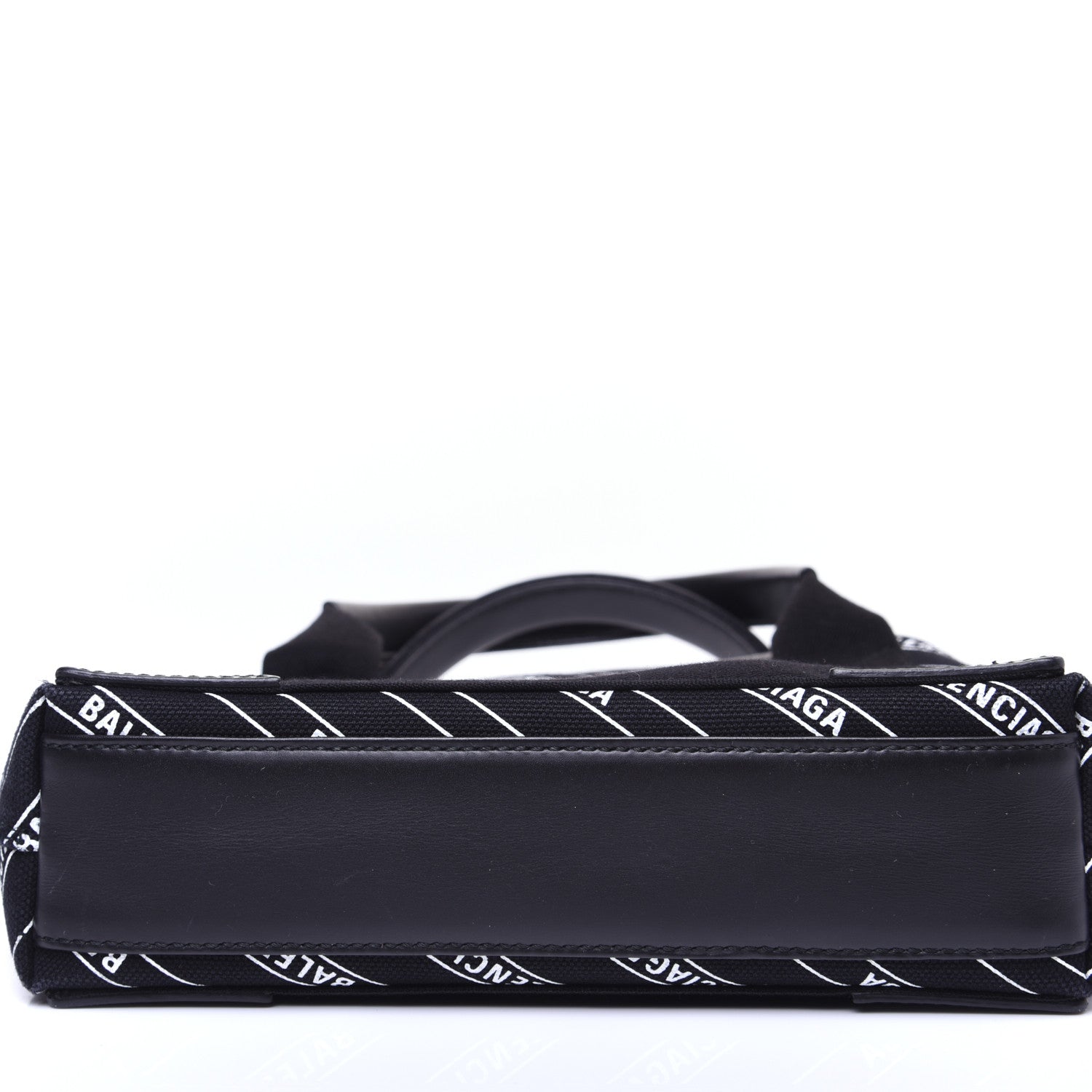 Balenciaga Cotton Canvas Calfskin Logo Print Navy Cabas XS Black White 10 of 13