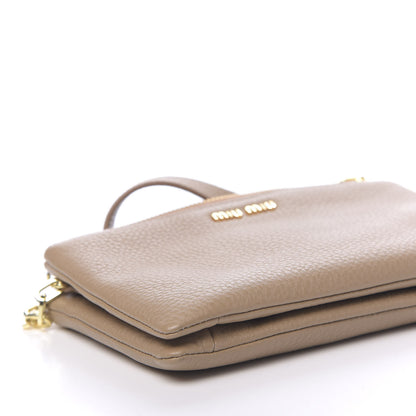 Miu Miu Vitello St.Daino Double Zip Chain Crossbody Cammeo 9 of 11