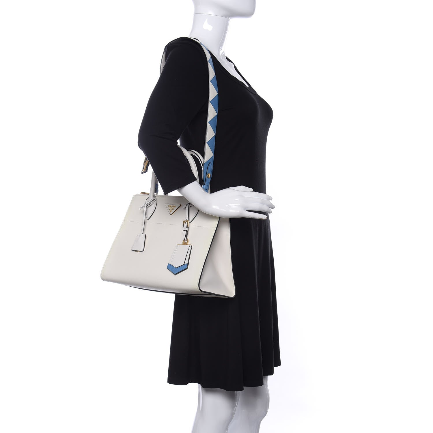 Prada Saffiano City Calfskin Greche Paradigme Bag White 2 of 8