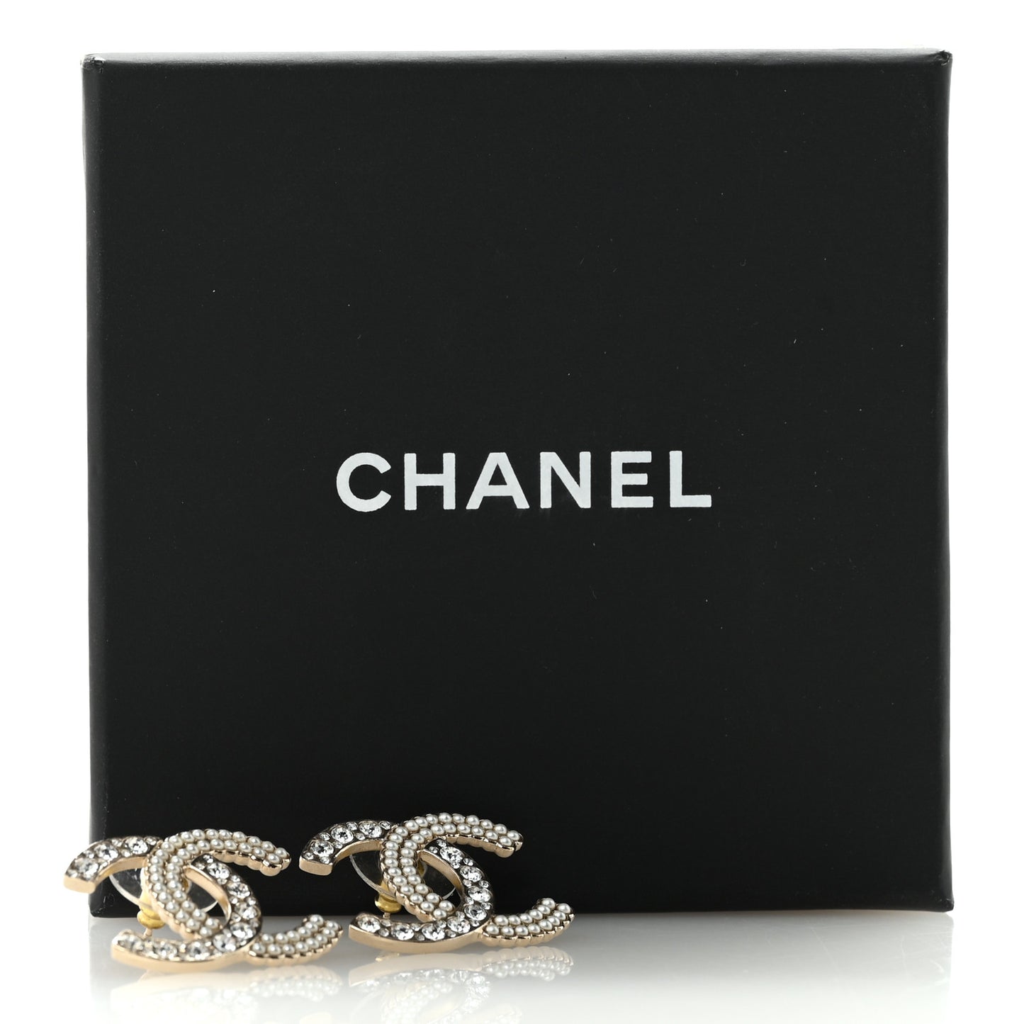 Crystal Pearl CC Large Earrings Gold