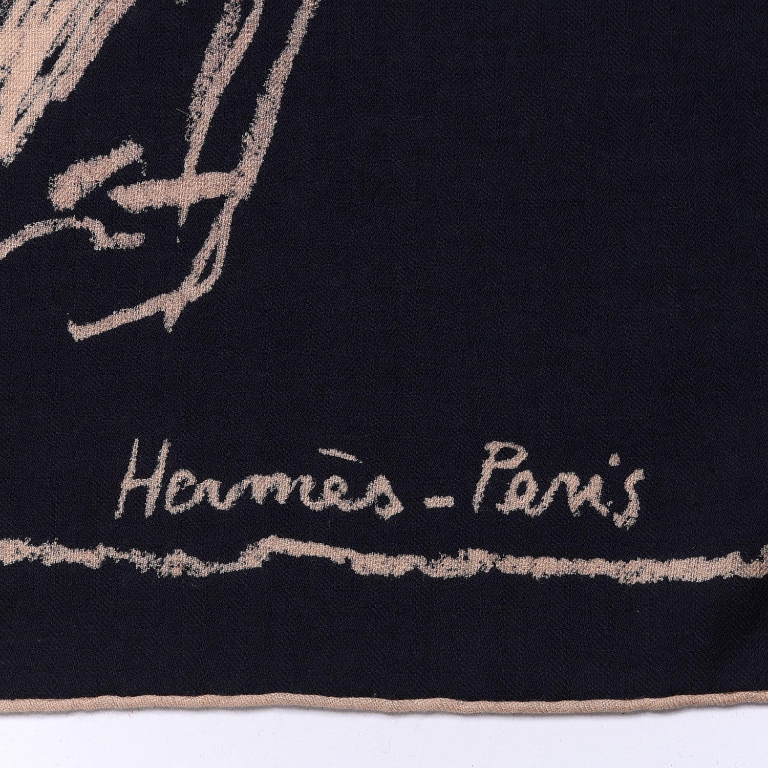 Hermes Cashmere Silk Pirouette au Galop Shawl 140 Marine Naturel Beige 2 of 5