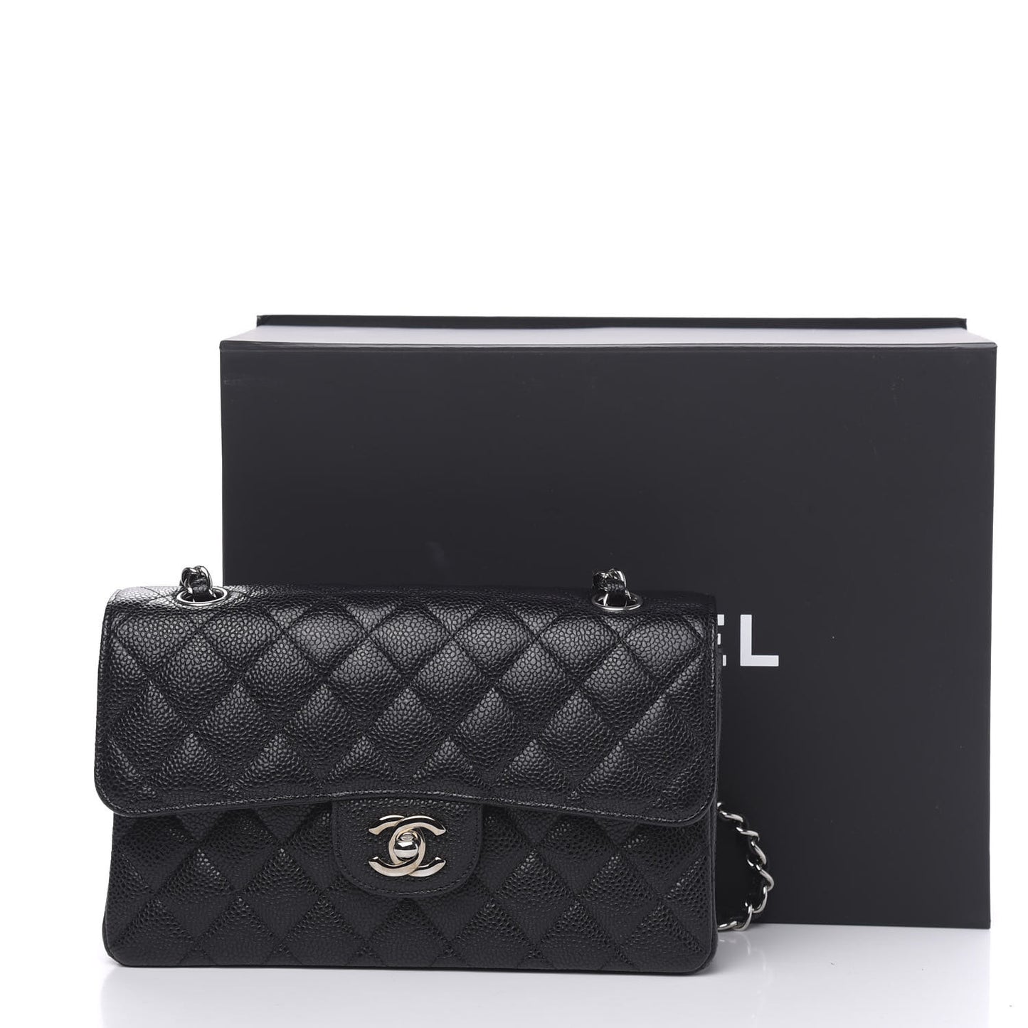Caviar Quilted Small Double Flap Black