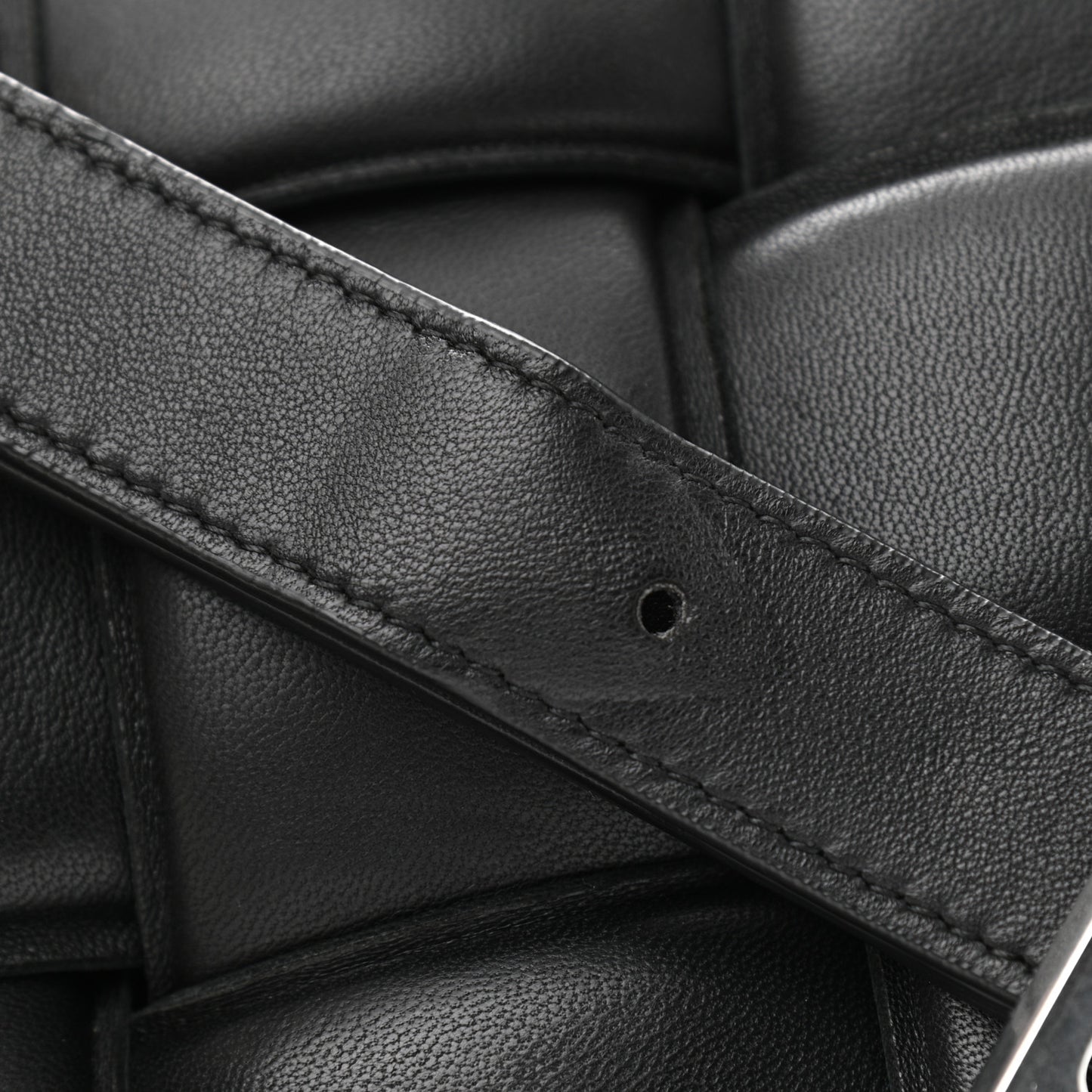 Nappa Maxi Intreccio Padded Cassette Crossbody Bag Black