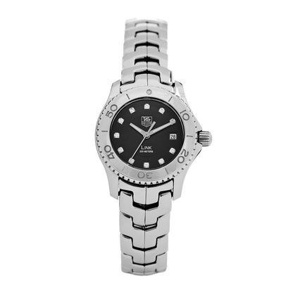 Tag Heuer Stainless Steel Diamond 27mm Link Quartz Watch Black WJ1318-0 1 of 5
