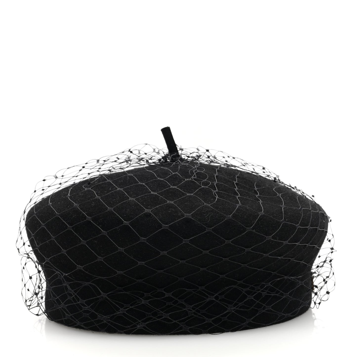Cotton Canvas Arty Beret with Veil 57 Black