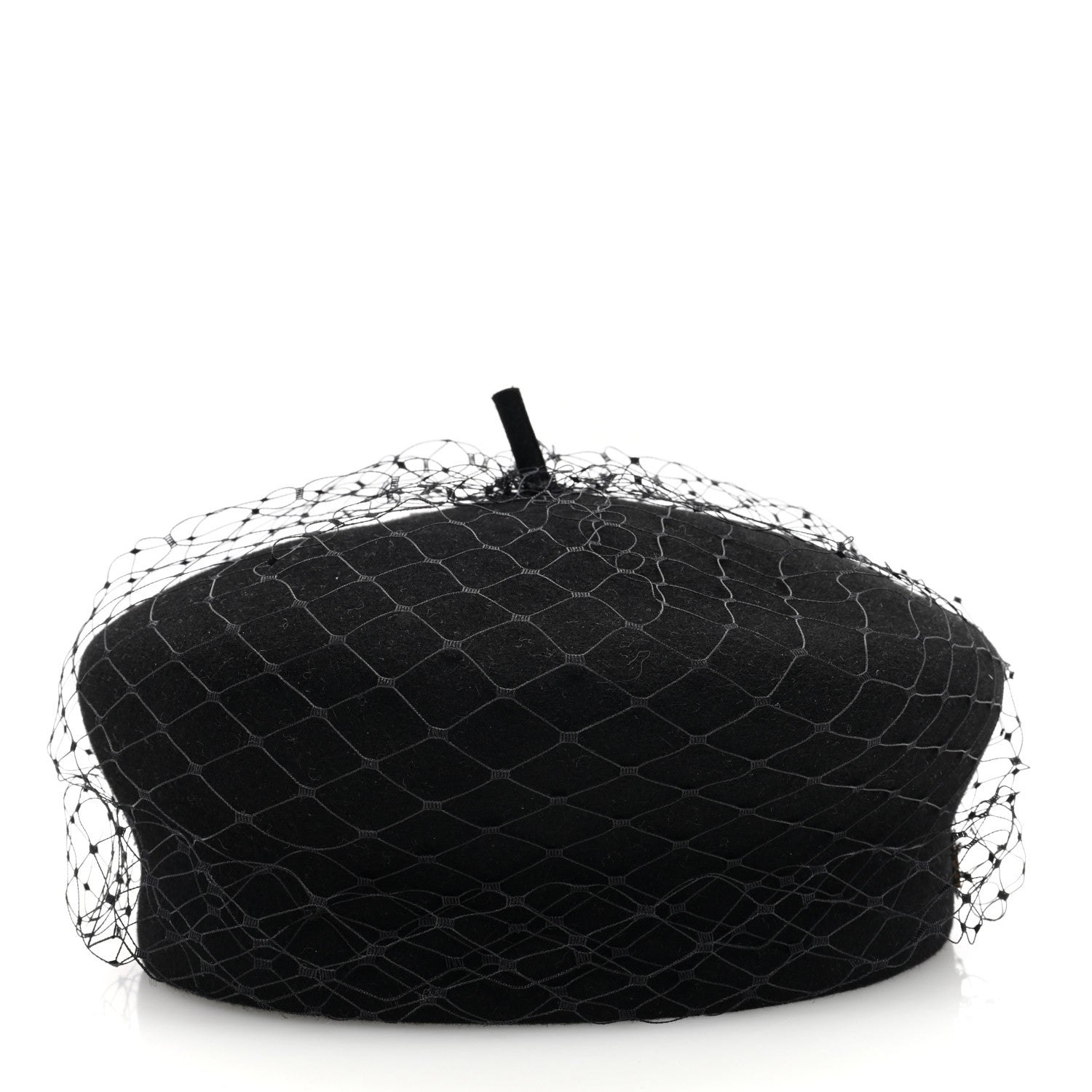 Christian Dior Cotton Canvas Arty Beret with Veil 57 Black 5 of 8