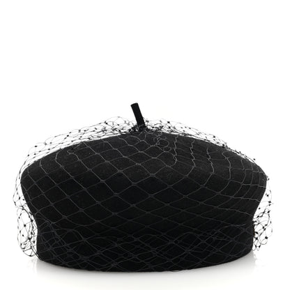 Christian Dior Cotton Canvas Arty Beret with Veil 57 Black 5 of 8