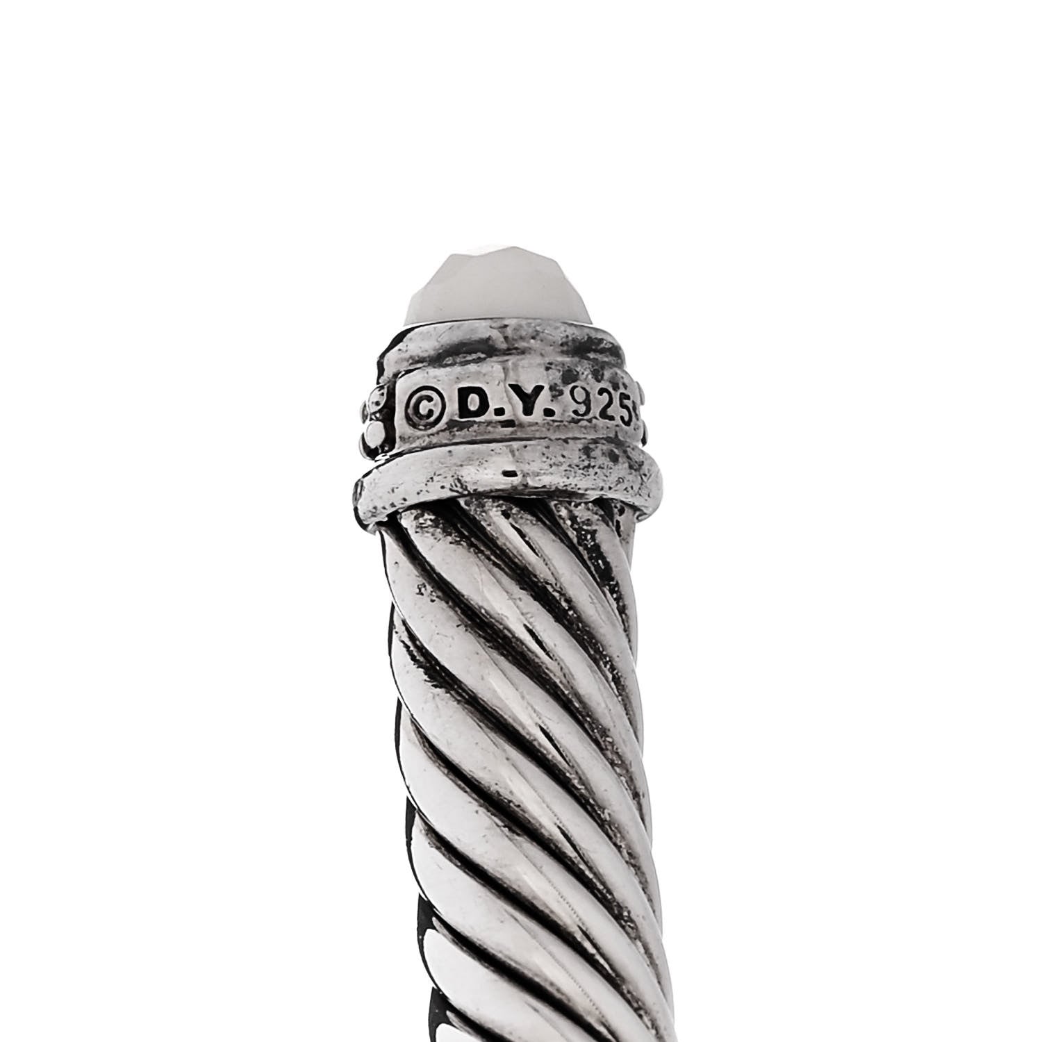 David Yurman Sterling Silver Diamond White Agate 5mm Cable Classics Bracelet 3 of 3