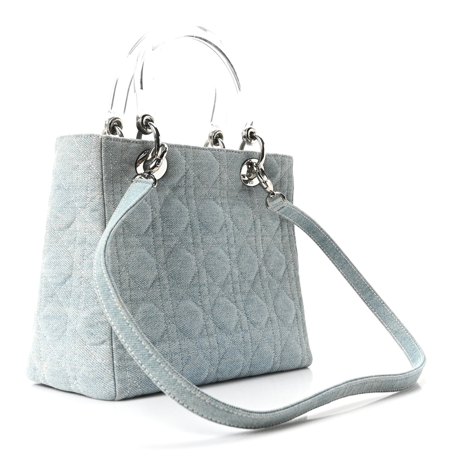 Denim Cannage Medium Lady Dior Light Blue