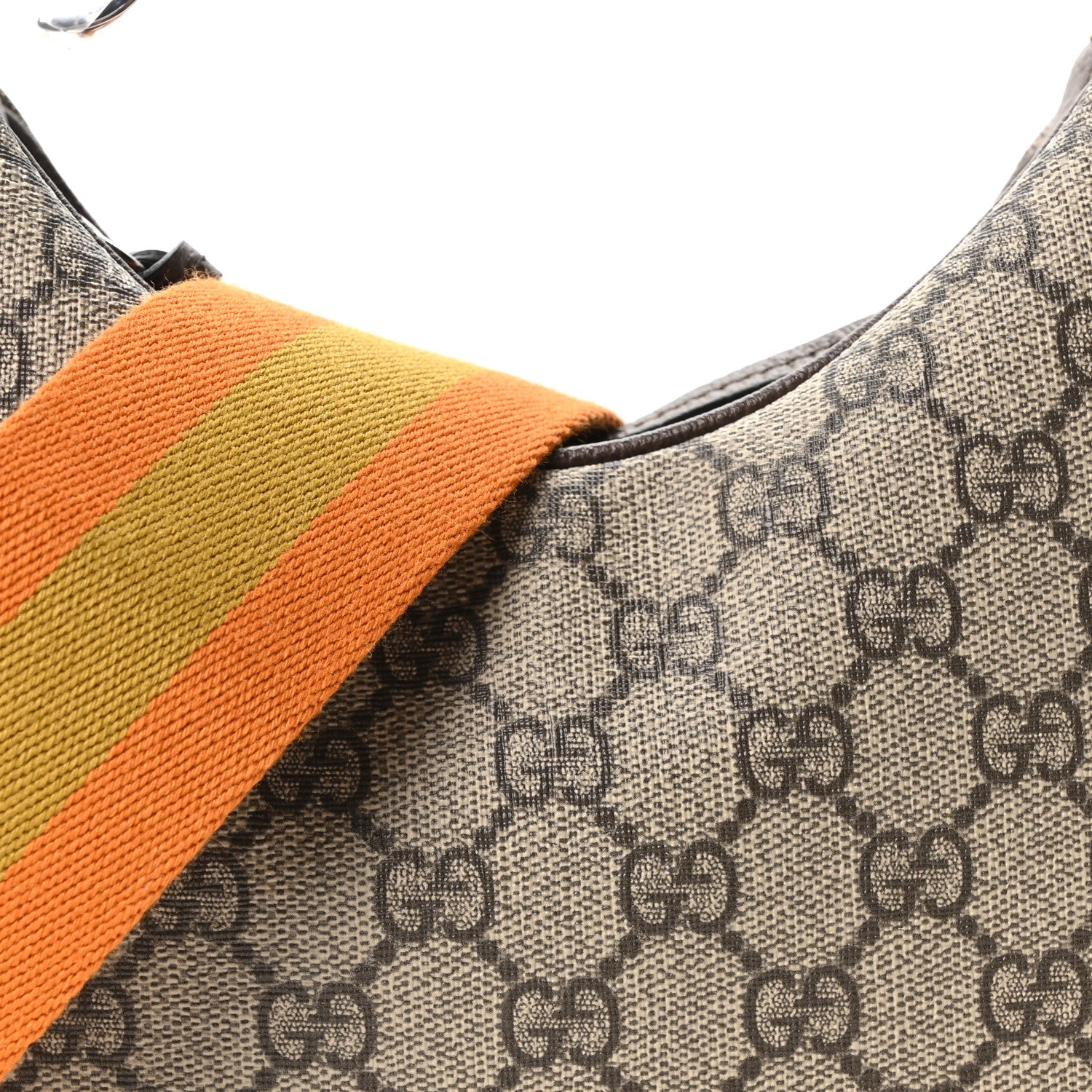 Gucci GG Supreme Monogram Textured Calfskin Web Small Attache Shoulder Bag Beige Ebony New Acero 8 of 10
