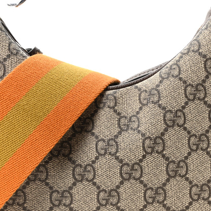 Gucci GG Supreme Monogram Textured Calfskin Web Small Attache Shoulder Bag Beige Ebony New Acero 8 of 10