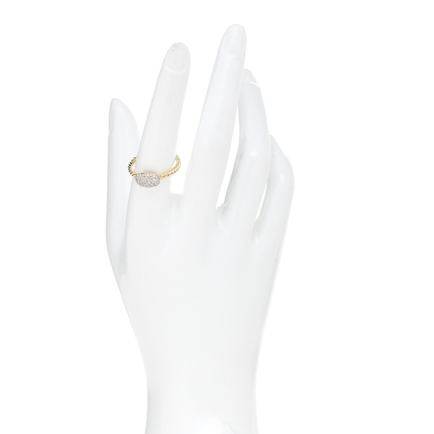 David Yurman 18K Yellow Gold Diamond Petite Pave Cushion Ring 57 8 2 of 5