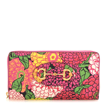 Gucci X KEN SCOTT Shangai Calfskin Pomponica Print Horsebit 1955 Zip Around Wallet Multicolor Fuxia Pompon 1 of 9