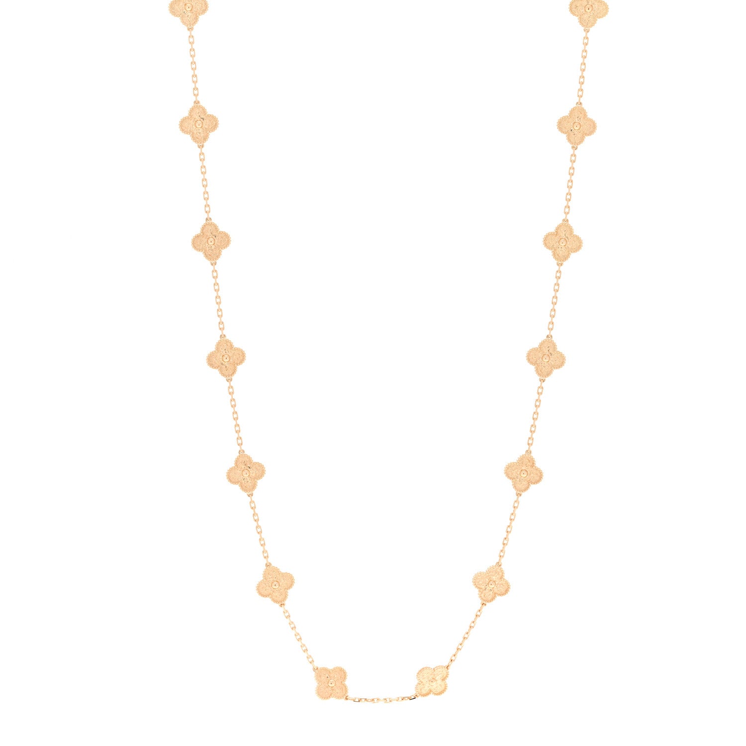 Van Cleef & Arpels 18K Yellow Gold 20 Motifs Vintage Alhambra Necklace 1 of 5