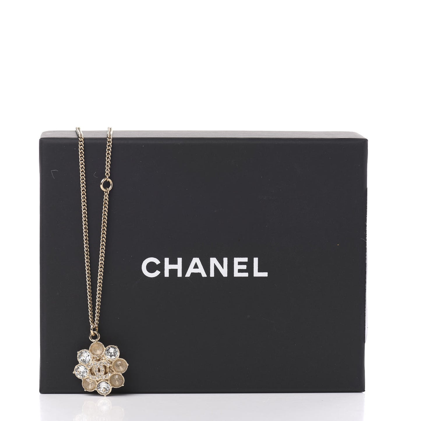 Crystal CC Flower Pendant Necklace Gold