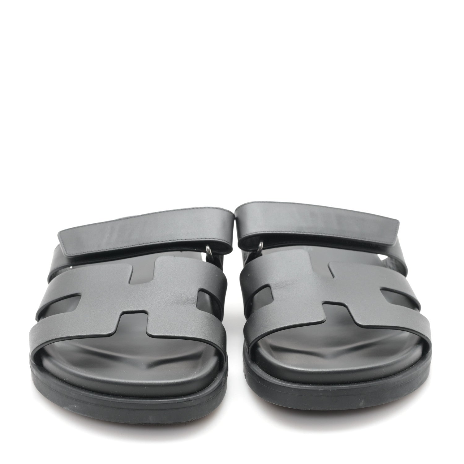 Hermes Calfskin Womens Chypre Sandals 36.5 Black 3 of 9