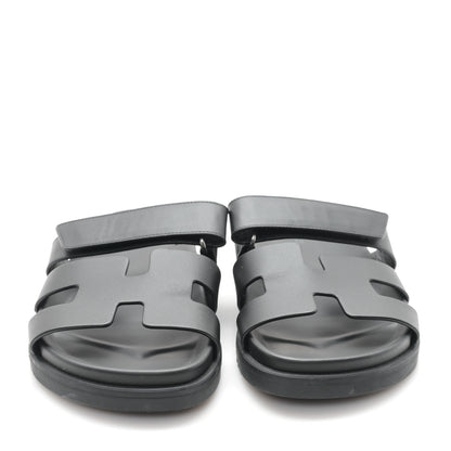 Hermes Calfskin Womens Chypre Sandals 36.5 Black 3 of 9