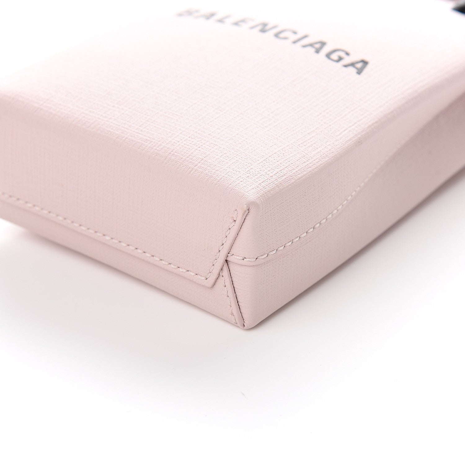 Balenciaga Squared Calfskin Logo Shopping Phone Holder Bag Light Rose 8 of 9